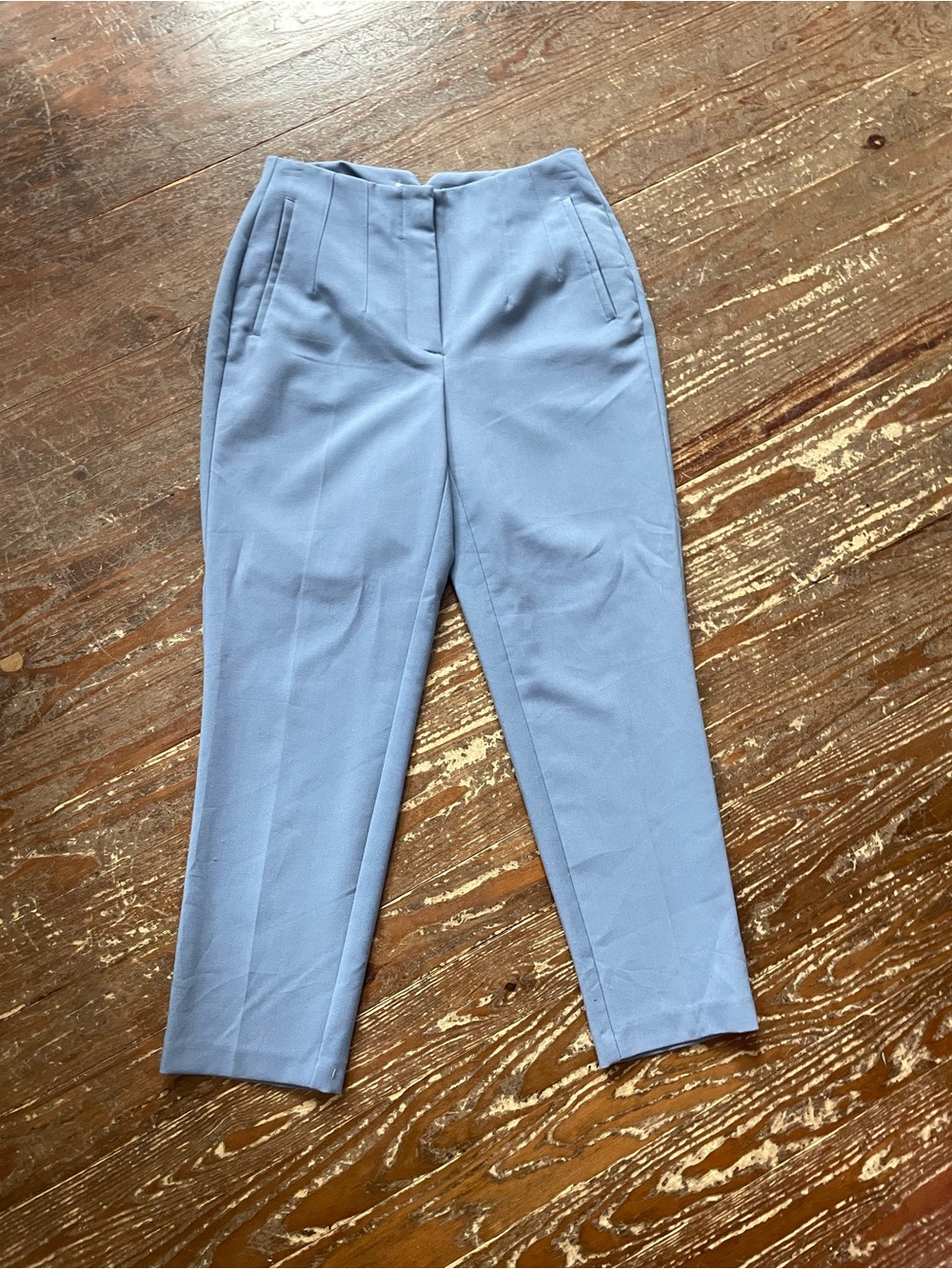 Nine West Light Blue High-Rise Tailored Trousers